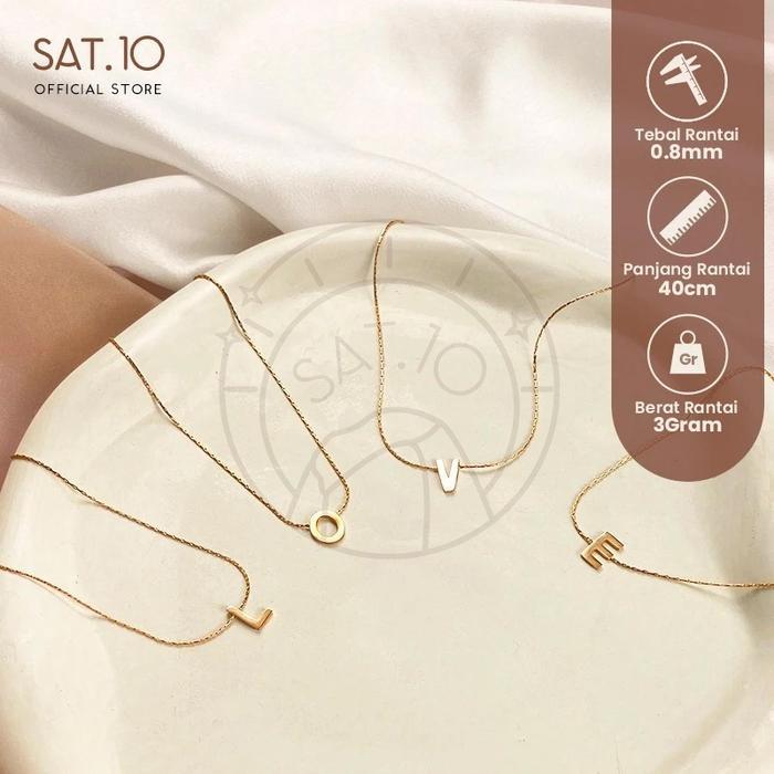 h2e3- Sat.10 Desain Original - Kalung Liontin Huruf Rose Gold Bahan Titanium Baja Berlapis