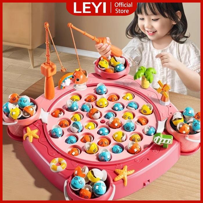 Stok Baru LEYI Mainan Pancingan ikan Set Lengkap Mainan Anak Magnet Mainan Pancing ikan Mainan Anak