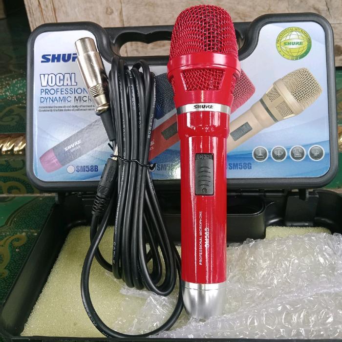 Promo MIKROFON SHURE S90/ SM58S SUPER MEWAH WARNA MERAH ( RED ) + KABEL