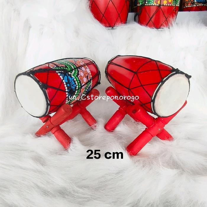 Promo KENDANG MAINAN MOTIF 25 CM KENDANG PENTAS KENDANG MAINAN BARONGAN CAPLOKAN REOG GANONGAN /