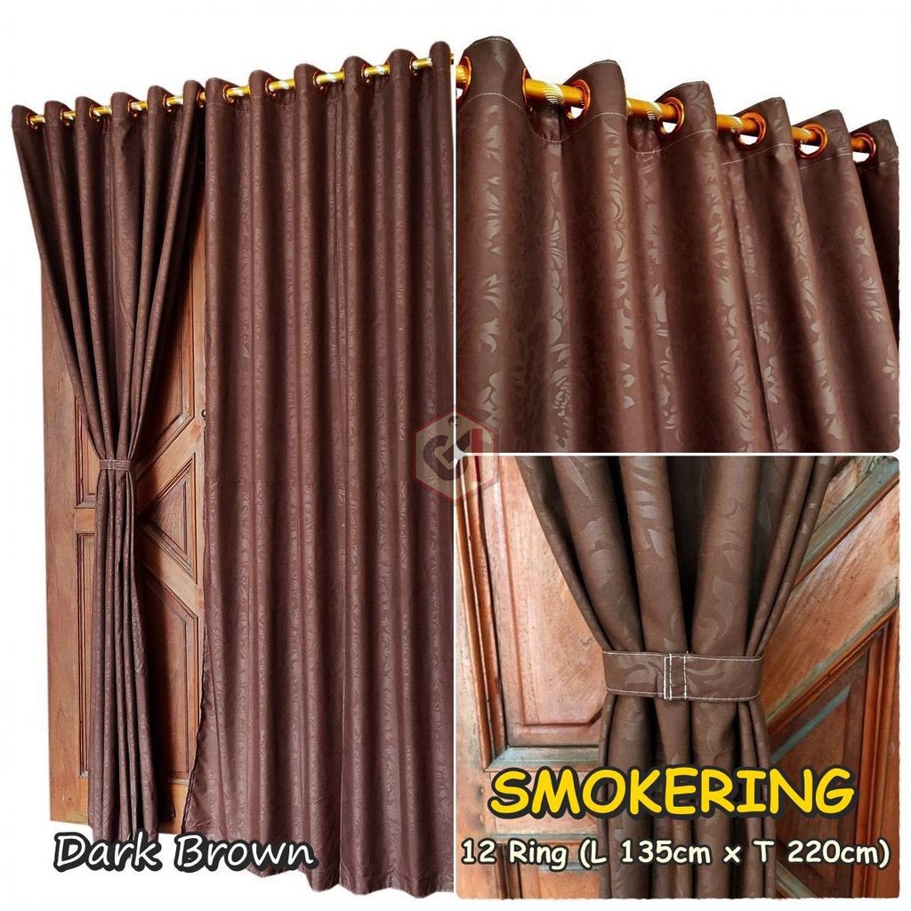Gorden Jendela Polos Warna Coklat Tua Modern Smokring Minimalis Murah | Hordeng | Korden | Horden | 