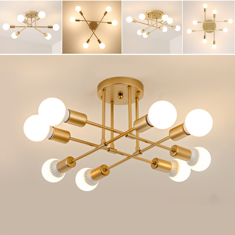 Lampu LED Gantung Lampu Hias Rumah 3Warna Cahaya Bolham 6 /8 Led E27 Industrial Bahan Besi Untuk Pla