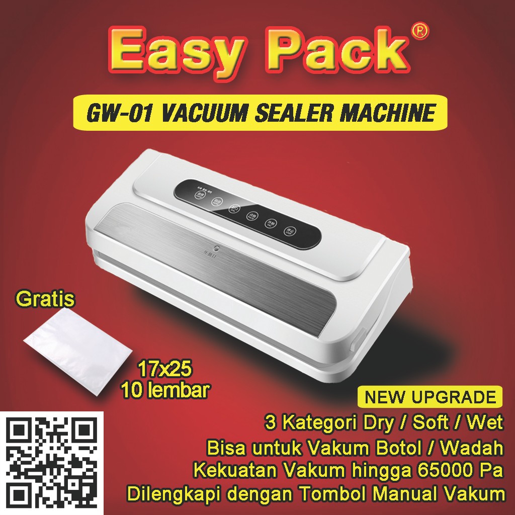 Mesin Vakum Makanan Vacuum Sealer EASY PACK GW-01 Automatis Manual Plastik Alat Vakum Vacum Seal