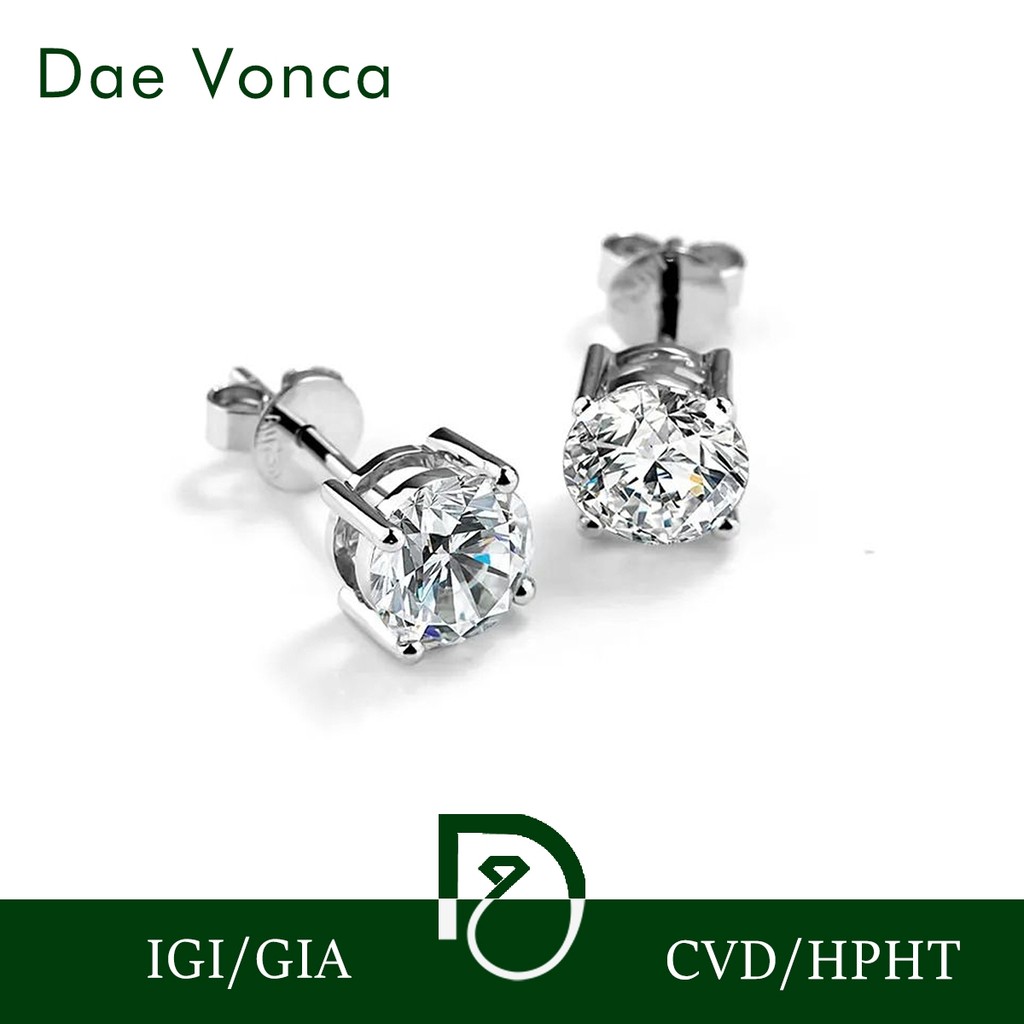 Four Claws Diamond Stud Earrings Simple Solid Gold CVD HPHT Lab Grown Diamond Earrings For Women