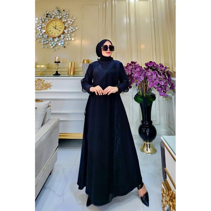 Gamis Abaya Turkey Bordir Sari India 01 Kalung Mote Terbaru Zkra Warna Dress Muslim Wanita Ceruty