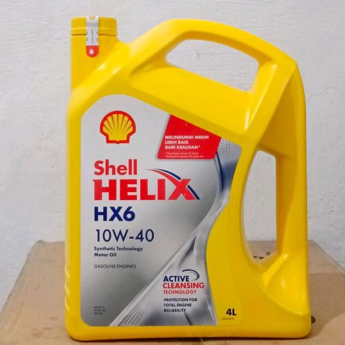 5h7n- Shell Helix Hx6 10W-40 Kemasan 4 Liter Pelumas Mesin Mobil Mesin Car Oli Mobil Engine