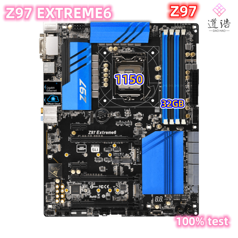 For Asrock Z97 Extreme6 Motherboard 32GB M.2 DVI HDMI LGA 1150 DDR3 ATX Z97 Mainboard 100% Tested Fu