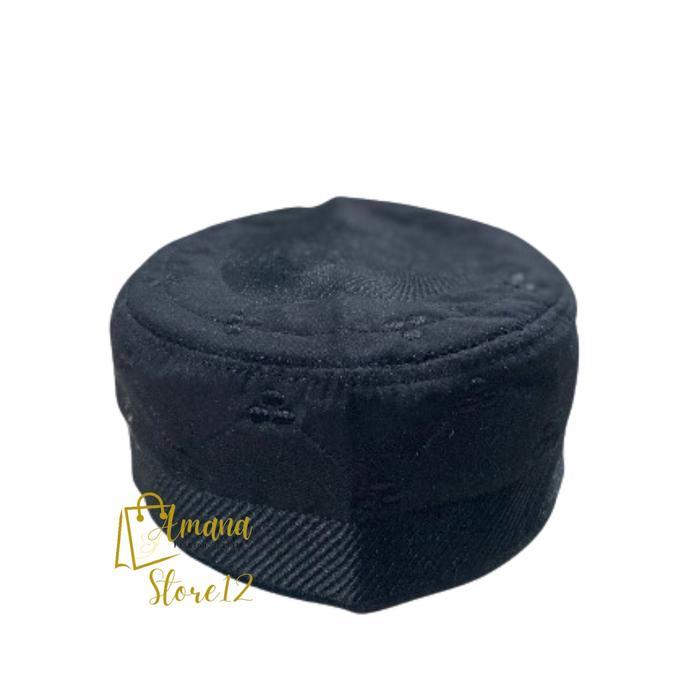 Peci Kopyah Haji Putih Madinah Super / Kopiah Bordir Madinah Bugis Hitam