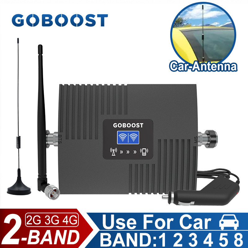Goboost Dual Band Signal Booster For Car 65Db Gain Cellular Amplifier 2G 3G 4G Network Repeater With