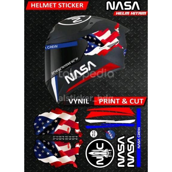 Sticker helm nasa fullface KYT hitam / sticker set helm nasa