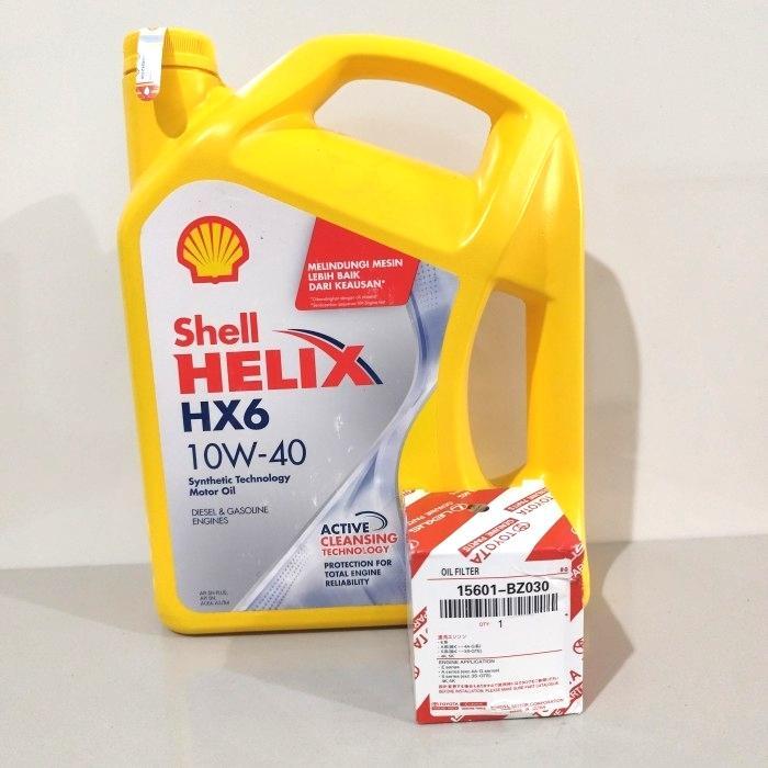 PAKET OLI SHELL HELIX HX6 GALON 4L + FILTER OLI AVANZA / XENIA