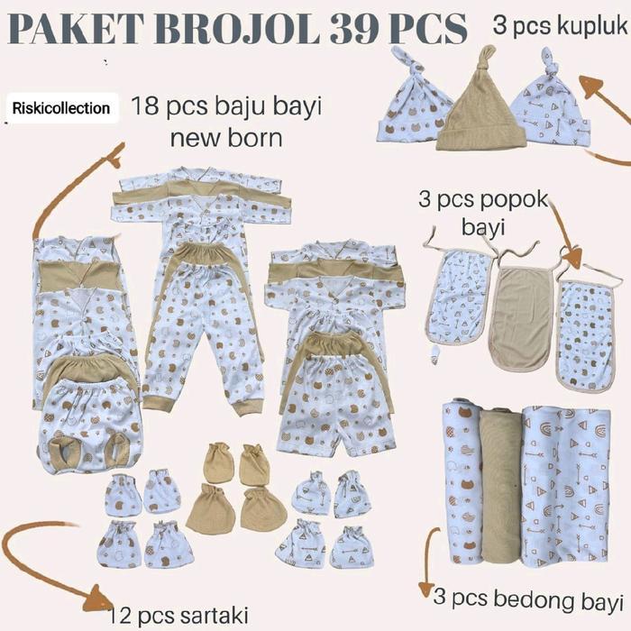 Paket Brojol 39 Pcs Pakaian bayi baru lahir Paket Lahiran Kado Peralatan Lahiran bayi Newborn