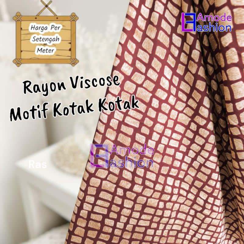 Kain Rayon Viscose Motif Kotak Kotak