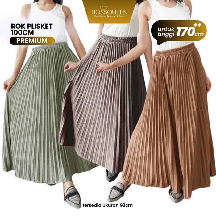 Jaminkwalitasnya- Rok Plisket 100 Cm / Rok Plisket Wanita / Rok Plisket Panjang Dewasa Karet Muslim