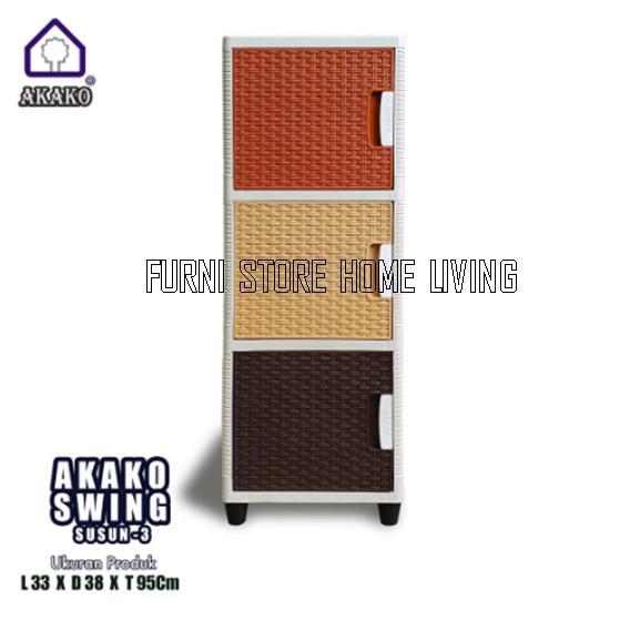 Lemari Plastik Akako Swing 3 Susun Anyaman