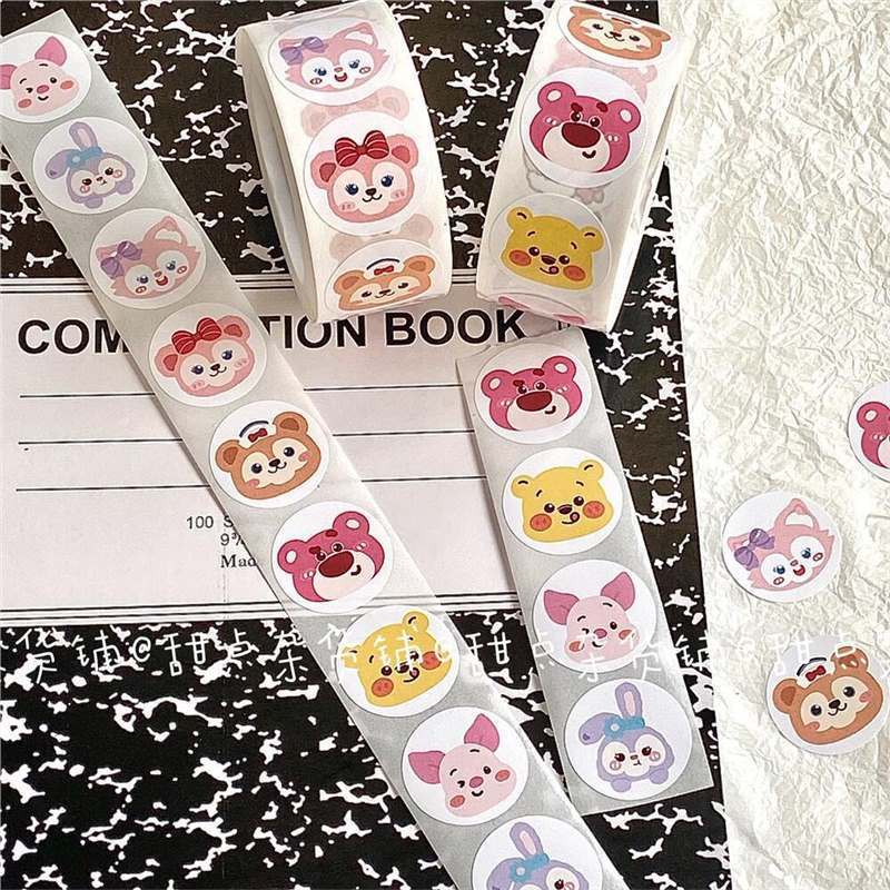 Wawa Ivini Bear Roll Sticker Handbook Material Decoration Tigger Envelope Seal Sticker Dot Sticker L