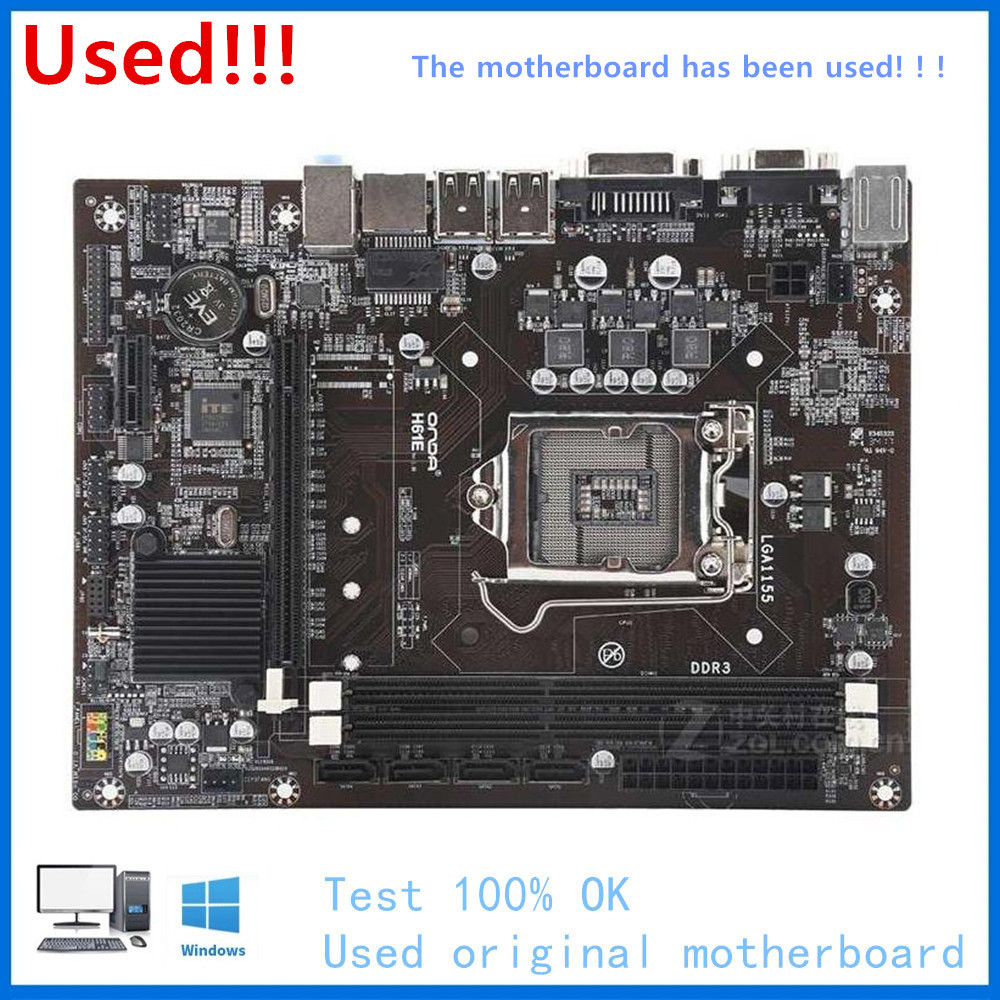 For ONDA H61E Motherboard LGA 1155 For Intel H61 Used Desktop Mainboard USB2.0 SATA II PCI-E X16