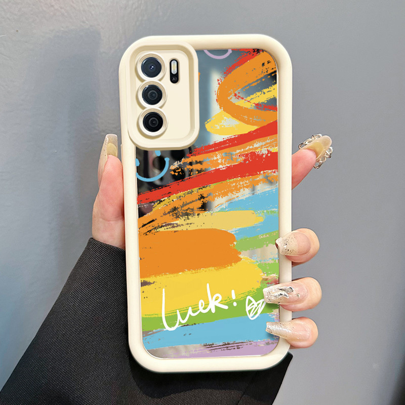 Casing Hp OPPO A16 OPPO A16s OPPO A54s Case HP Casing pola Pelangi Graffiti Kasing cermin Cesing Sil