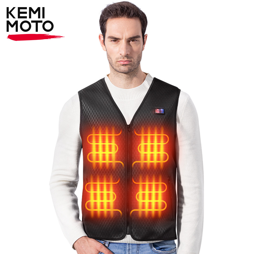 KEMIMOTO Winter Warm Men's Heated Vest Motorcycle Heated Vest USB