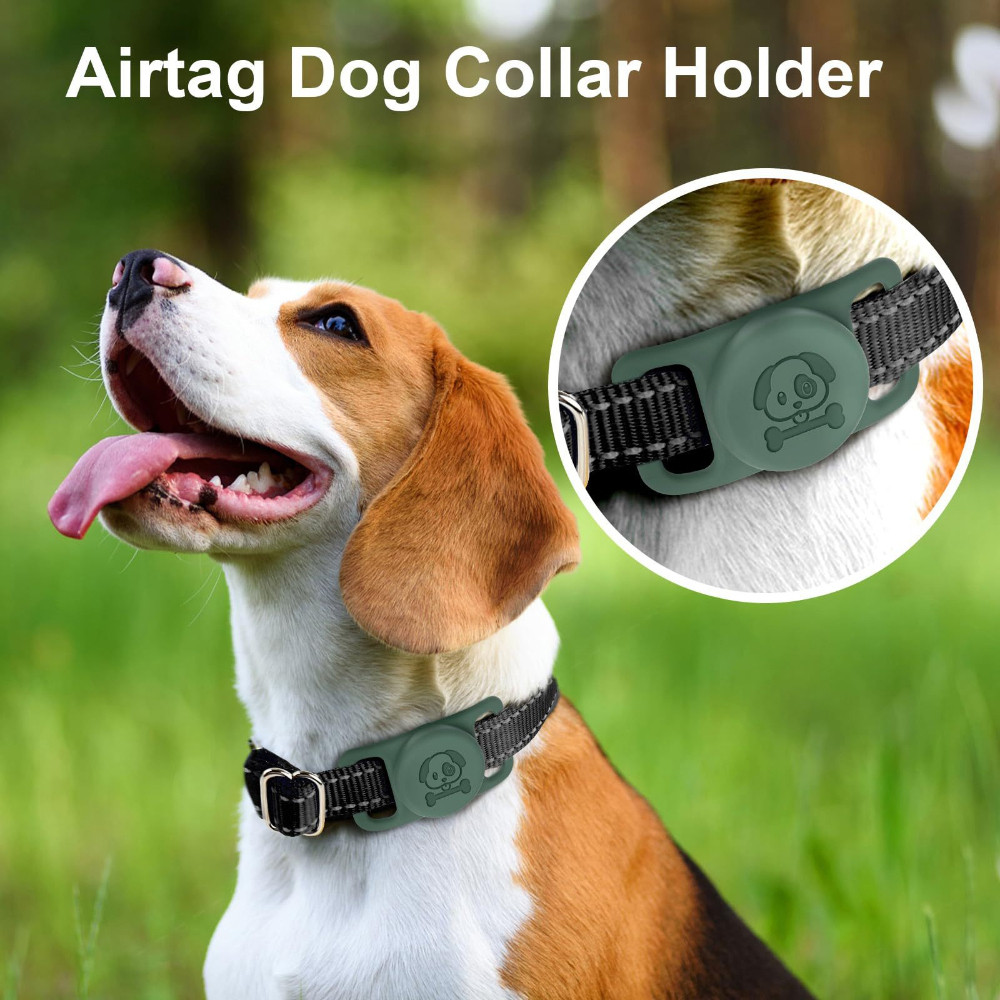 AirTag Pet Collar Holder for Dog Cat Waterproof Silicone Hidden Loop GPS Finder AirTag Dog Collar