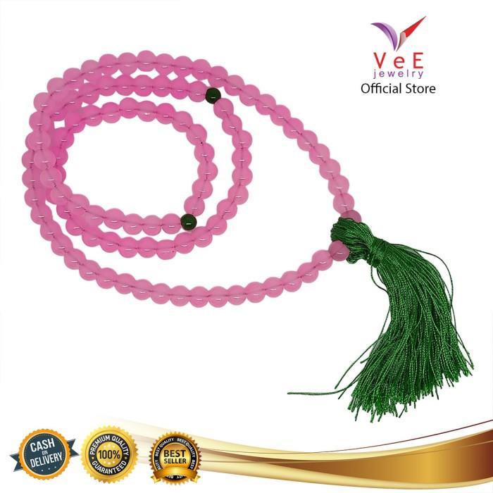 TERMURAH Tasbih 99 Butir Batu Giok Asli Cina 8mm Pink - VeE Kalung Muslim READY STOCK
