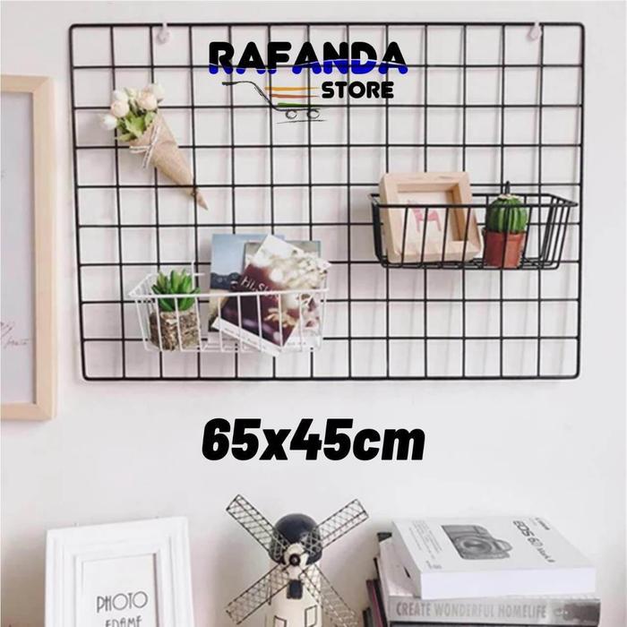 Wire Grid Wall 65X45Cm Hijang Gantungan Aksesoris Kawat Ram Besi Dinding Gantungan Poto Polaroid