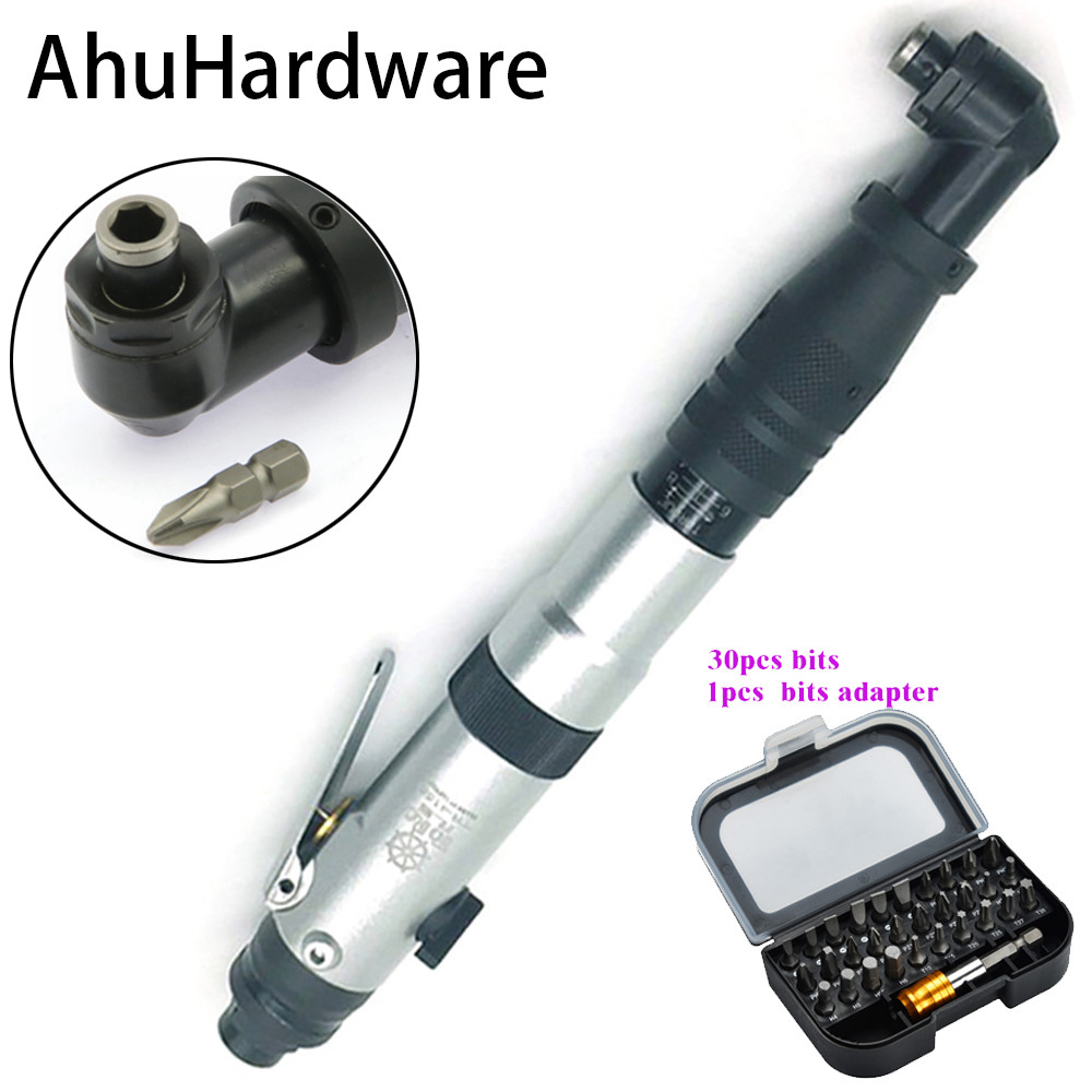 SALE AhuHardware Right Angle Pneumatic Screwdriver 90° Elbow Air Driven Driver Air Screwdriver Air S