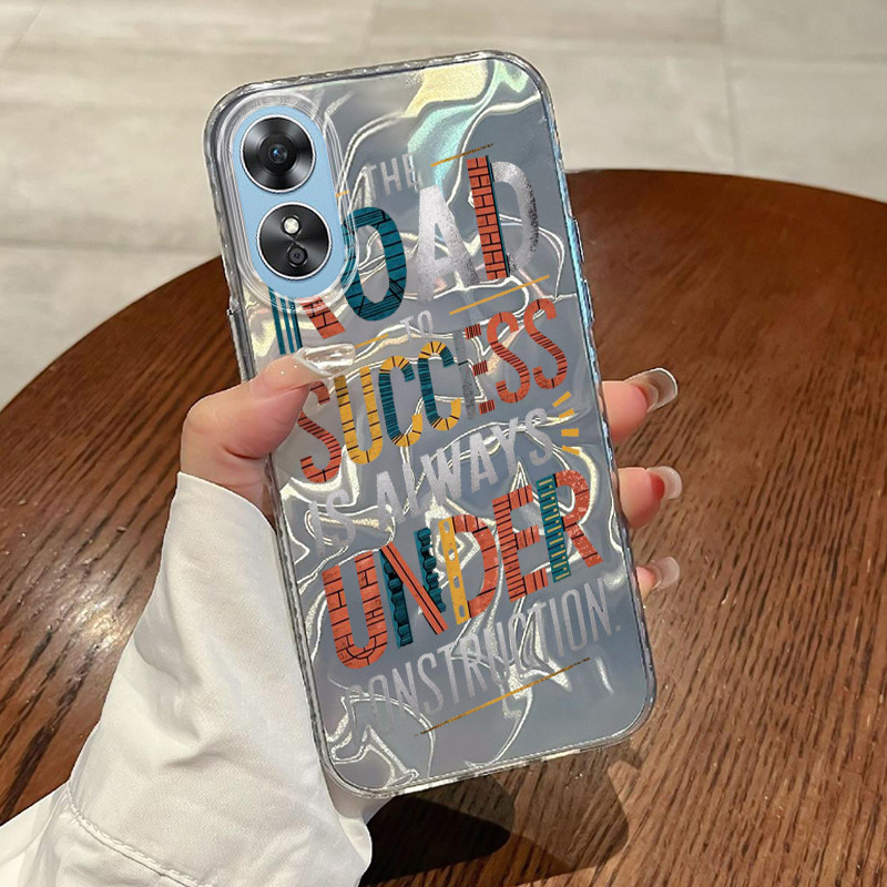 Casing Hp OPPO A17 OPPO A17K Case Casing Pola Huruf berwarna HP Kasing Kasus ponsel transparan mewah
