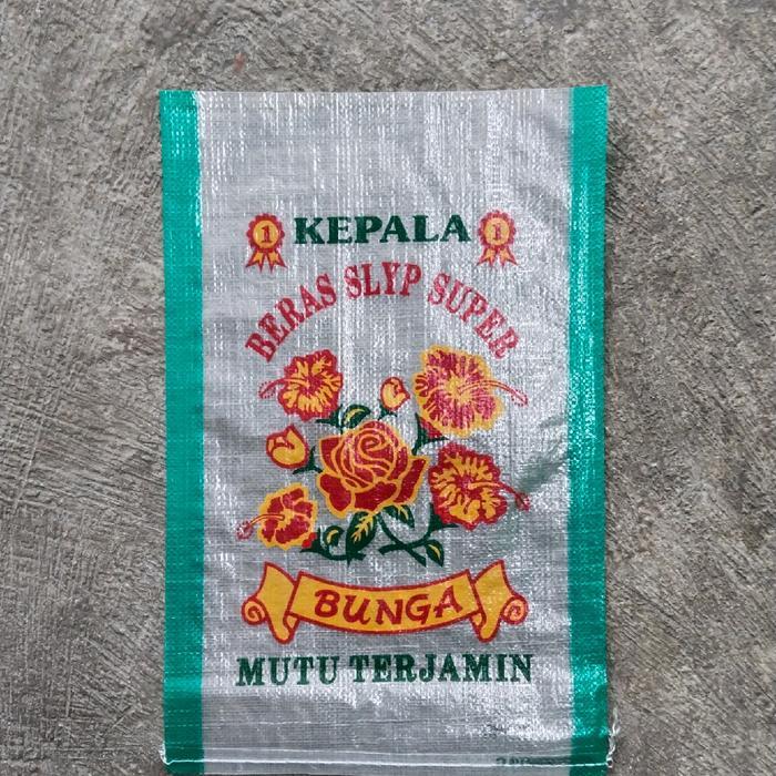 0slt- [Isi 50 Lembar] Karung Beras 10Kg Cap Bunga /Karung Kemasan Beras Cap Bunga 10Kg