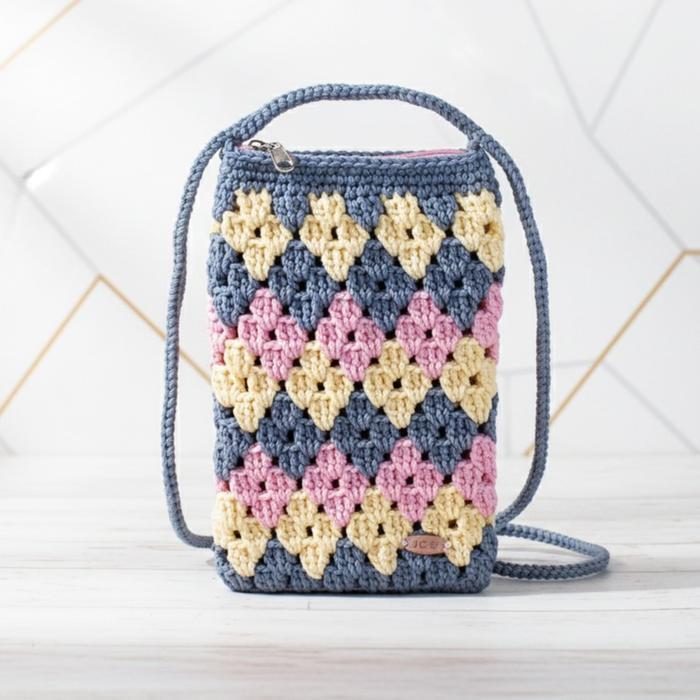 l670- Tas Hp Wanita Rajut Selempang Aruna Pake Resleting