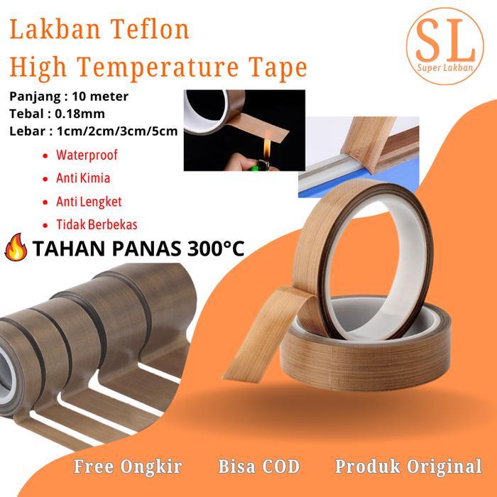 Lakban Teflon Tape PTFE Coklat Tahan Panas 300C Isolasi Kertas Kain