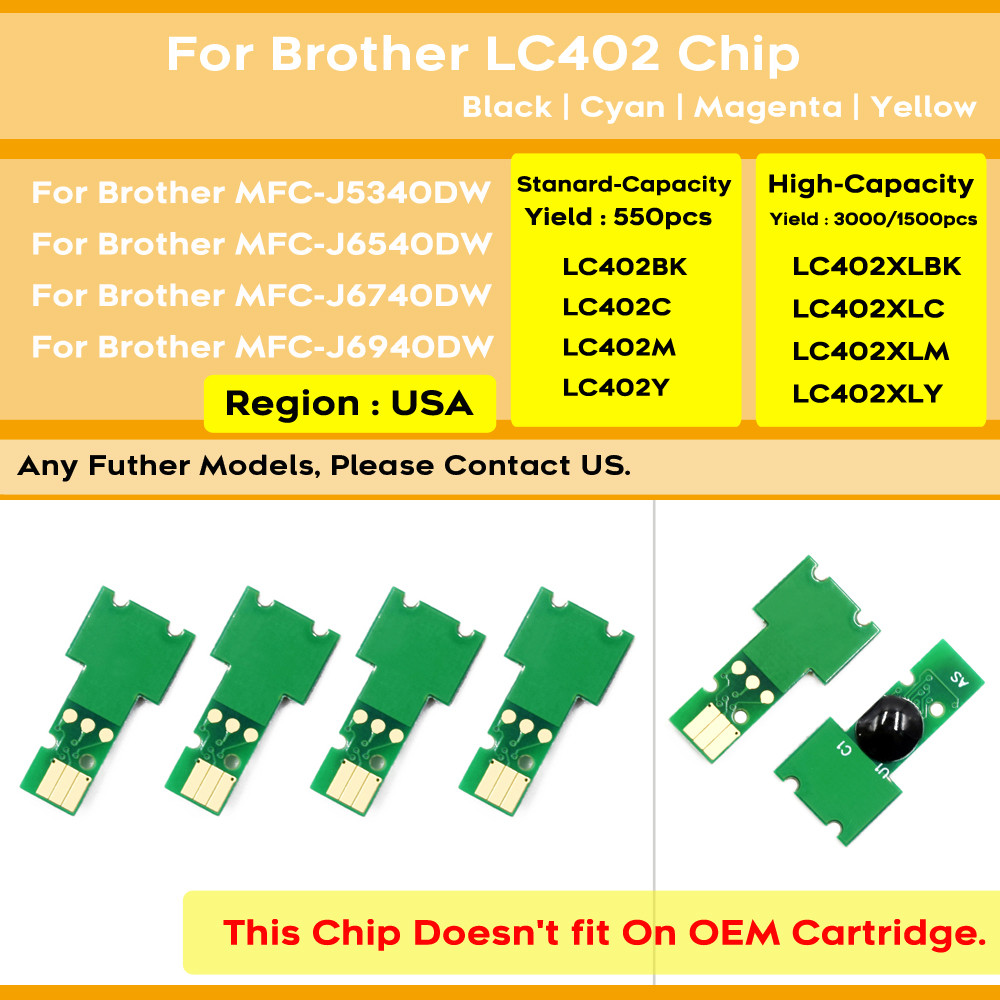 North America LC402 LC402XL Ink Cartridge Chip For Brother MFC-J5340DW MFC-J6540DW MFC-J6740DW MFC-J