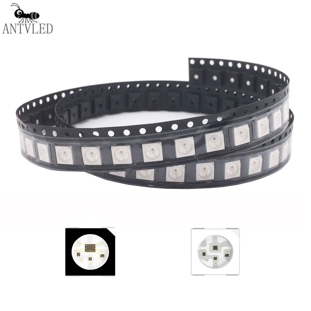 10-1000Pcs Ws2812B Rgb Led Chip 5050Smd Ws2812 Individually Addressable Chip Pixels Black/White Pcb