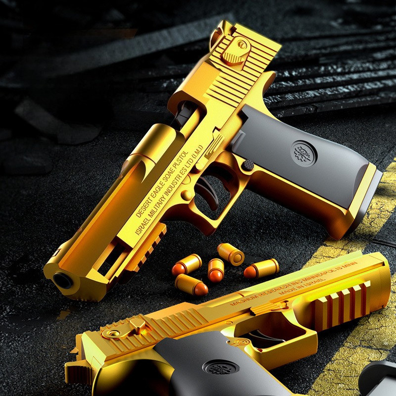 Continuous Shot Mechanical Auto Desert Eagle Airsoft Toy Gun Ejecting Shells Soft Bullets Kids