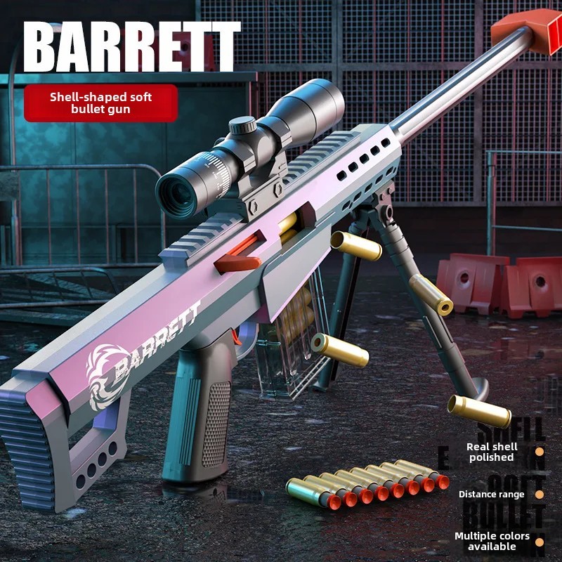 Barrett Soft-Bullet Gun Can Be Fired Toy Gun Boy Sniper Rifle Model Manually Loaded Under Loading