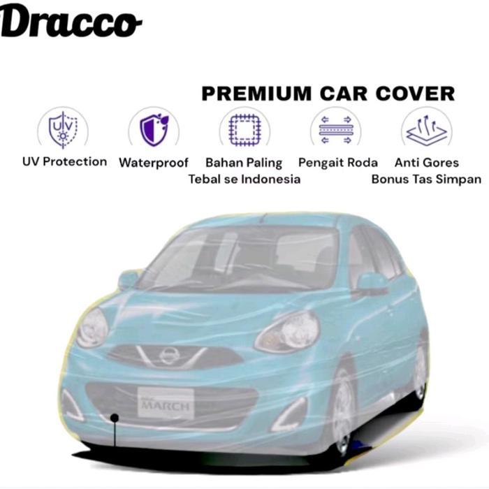 SARUNG MOBIL NISSAN MARCH TRANSPARAN TEBAL WATERPROOF DRACCO BONUS TAS SIMPAN AKSESORIS NISSAN MARCH