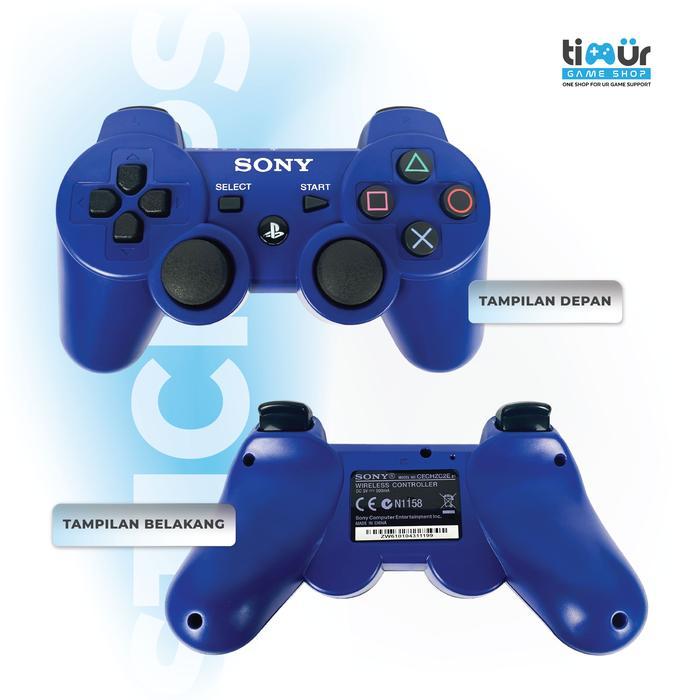 x5ca- Stik Stick Ps3 Wireless Original Pabrik Warna Biru Plus Kabel Charger