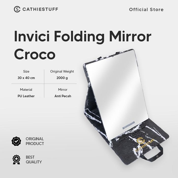Cathiestuff Pro Basic Mirror Croco Hd Tech Pro Folding Mirror (Improved Technology) Kaca Makeup