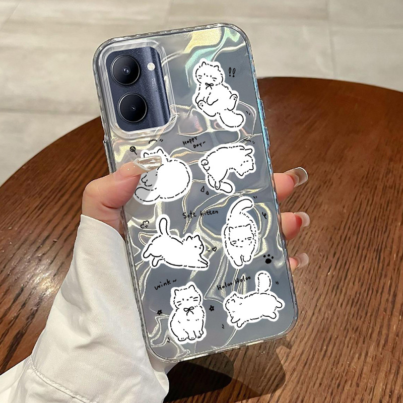 Casing Hp Untuk Realme C33 Case Stiker kucing lucu Laser Watery Lovely Kesing Kasing Cesing Silikon 