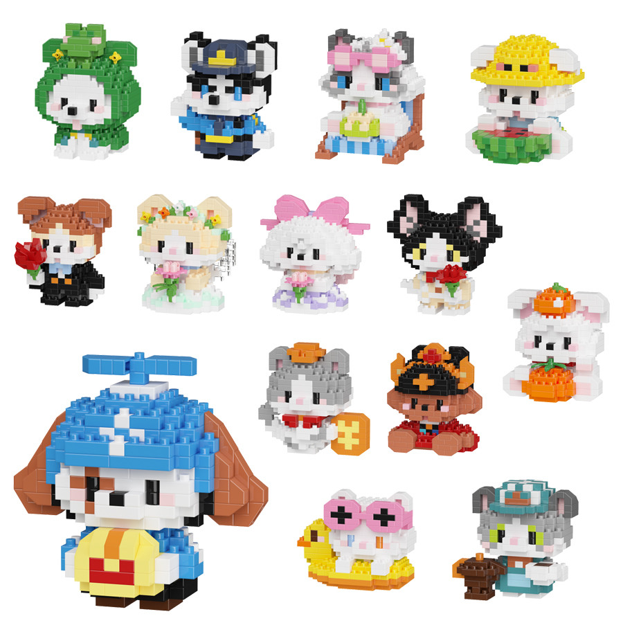 Mini Cartoon Cute Cat Dog Animals Models Diy Building Blocks Toys Micro Blocks Kit Christmas New