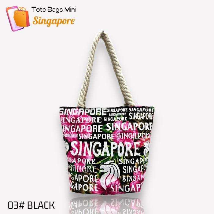 [Voucher] Tas Kanvas Singapore Mini / Tas Singapore Merlion / Souvenir Singapore Tote Totebag Wanita