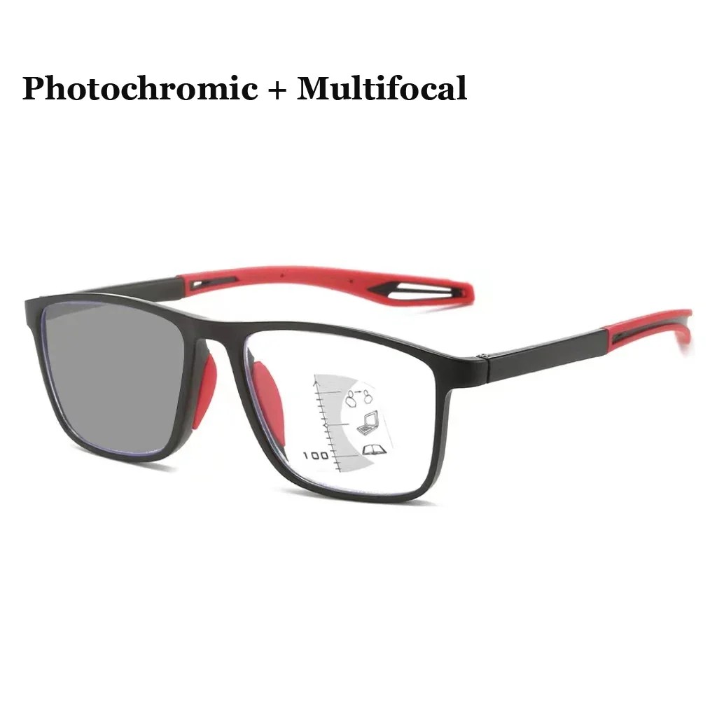 Smart Photochromic Presbyopia Glasses TR90 Sports Progressive Multifocal Reading Eyeglasses Finished