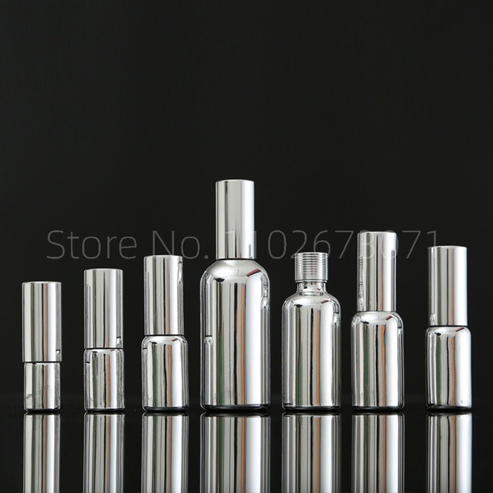 5ml-100ml Silver Glass Essential Oil Dropper Bottle  Sample Bottle Glue Head Dropper Bottle Press Dr