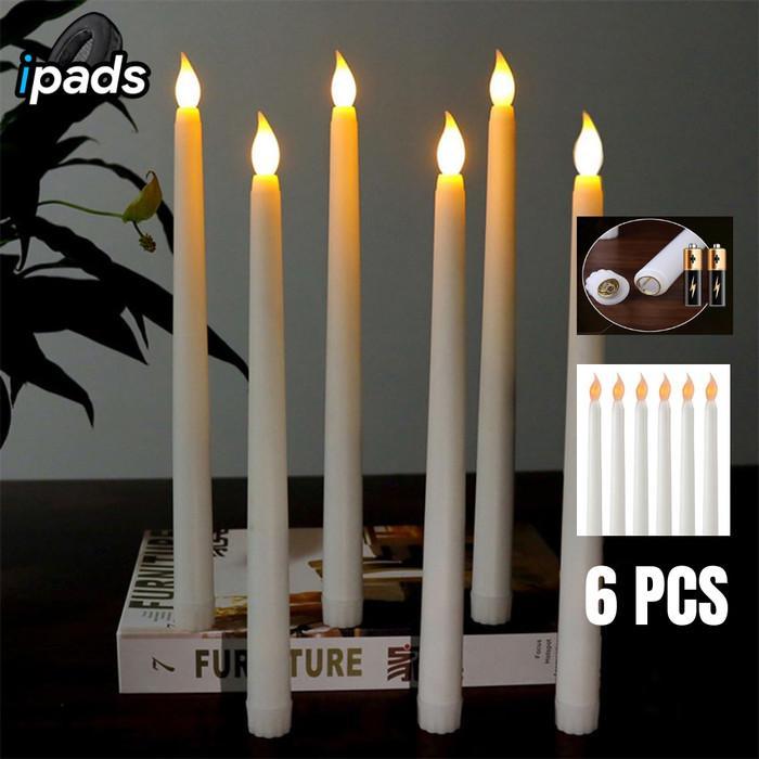 JUAL Lilin LED - Lilin Panjang 6PCS Lampu Elektrik Lilin - Lilin Lampu