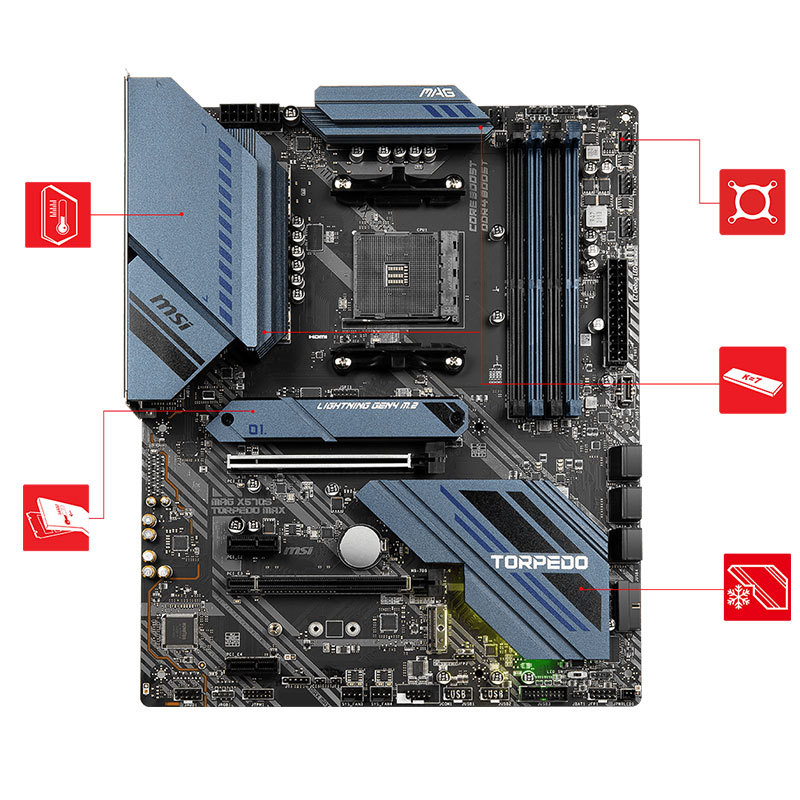 MSI MAG X570S TORPEDO MAX ATX AMD X570 DDR4 5100 (O.C) USB3.2 M.2 SATA 128G CPU Socket AM4 Motherboa