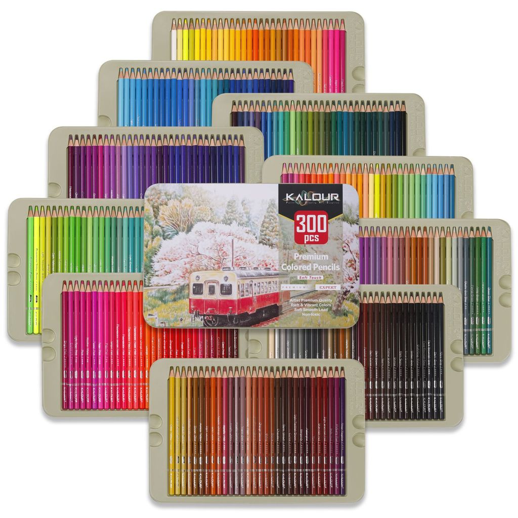 KALOUR Colored Pencil 50/180/300 Pcs Set Sketch Color Pencil Set Graffiti Oil Color Lead Gift Box Ar
