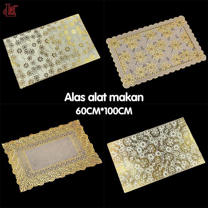 <COD> Loyal Bosque Taplak Meja Tamu Oval Gold dan Silver Anti Air 60x100CM / Taplak Meja Bordir