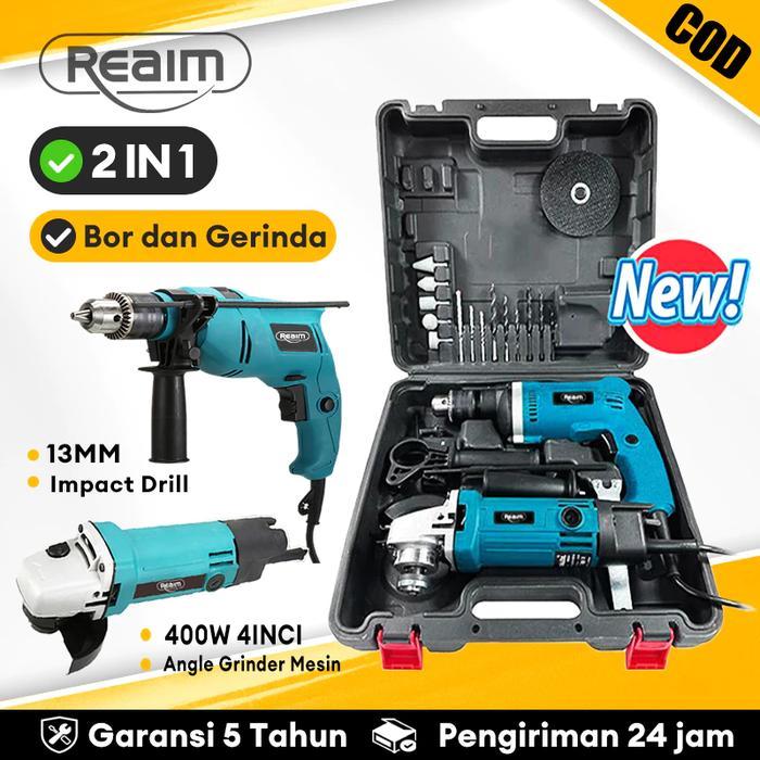 REAIM 13mm bor dan gerinda mesin bor listrik bor gerinda paket bor dan gerinda mesin gerinda tangan