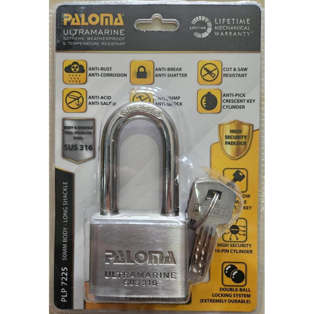 PALOMA PLP 7225 GEMBOK ULTRAMARINE SUS 316 50MM BODY - LONG SHACKLE