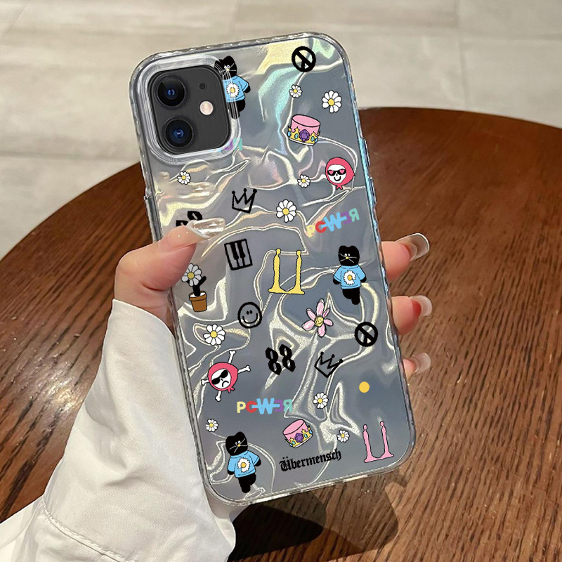 Casing Hp Untuk iPhone 11 Pro Max 12 Pro Max 13 14 15 Case Stiker Pameran Art Toy Laser Kesing Busa 